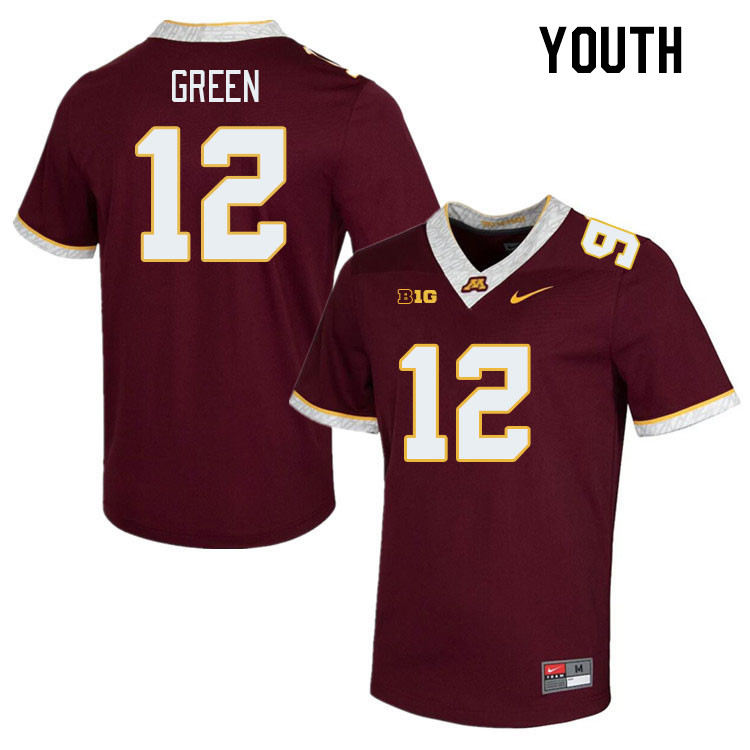Youth #12 Darius Green Minnesota Golden Gophers College Football Jerseys Stitched-Maroon